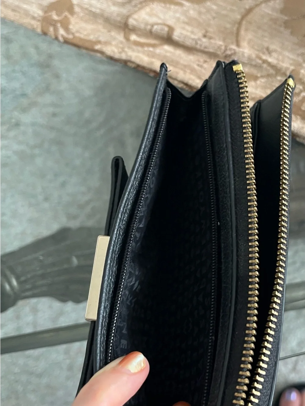kate spade Black Leather Wristlet Clutch with Bow Accent